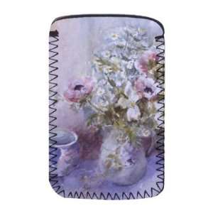  Still life of pink and white anemones with blue bowl (w/c 