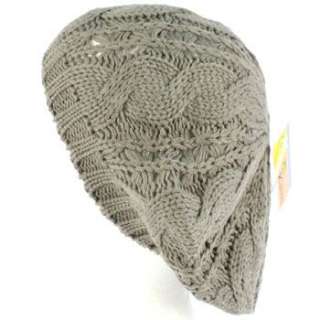 Winter Warm Cable Knit Beret Slouch Ski Hat Tam Dk Gray  