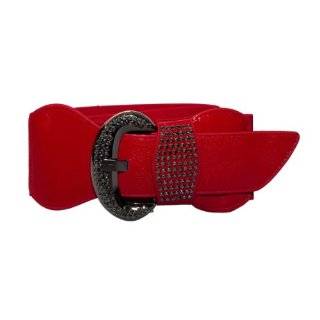 Plus Size Rhinestone Studded Leatherette Belt Red