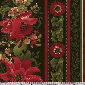   Carmen Floral Stripe Black Fabric By The Yard Arts, Crafts & Sewing