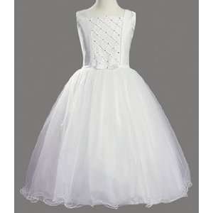  Shantung Communion Dress with Rhinestone Accents 6 Baby