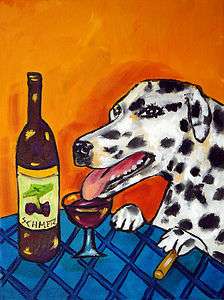 Dalmatian at the wine picture bar dog art mug 11 oz gift  