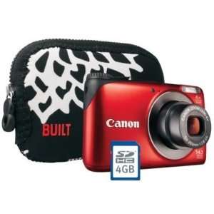 Canon PowerShot A2200 14.1MP Digital Camera Deluxe Kit Bundle Red 4GB 