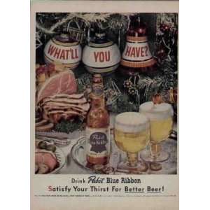 At Christmas   Whatll You Have?  1952 Pabst Blue Ribbon Beer Ad 
