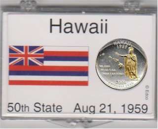   on Silver Hawaii Statehood Quarter with State Flag Display Case  