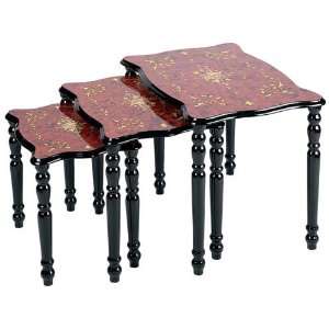  Kassel 3pc Decorative Wood Table Set Faux Inlays On 