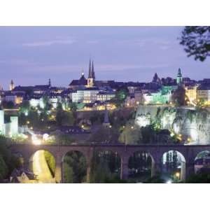  City Skyline at Dusk, Luxembourg City, Luxembourg, Europe 