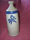   Pottery   Tall Salt Glazed Bottle   GRAY STONEWARE with BLUE BIRD