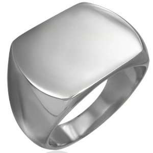 Bling Jewelry Stainless Steel Mens Square Signet Ring Engravable 8 