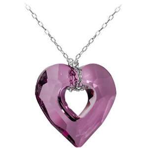  Antique Pink Open Heart Necklace MADE WITH SWAROVSKI 