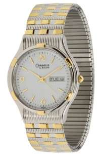 Caravelle Bulova Expansion Band Two Tone Day Date Mens Watch 45C10 