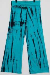 ZK951 TEAL/PANTS YOGA STRETCH LYCRA TIE DYE L XL 1X  