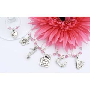  Hot Pink Girlie Wine Glass Charms