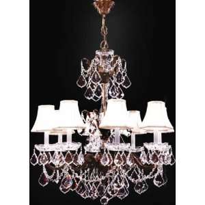   Eight Light Crystal Chandelier with Silk Shades by James R. Moder