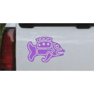 Purple 6in X 4.1in    Tribal Fish Animals Car Window Wall Laptop Decal 