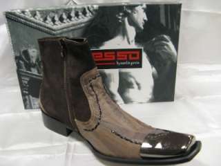 Fiesso New Coffee Leather & Suede w/Emb Boots FI 6255  