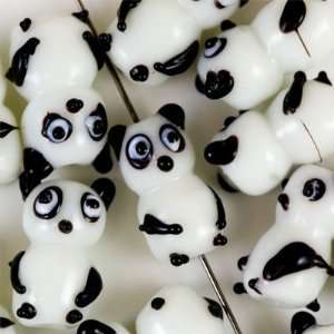    18mm White Black Panda Glass Lampwork Beads Arts, Crafts & Sewing