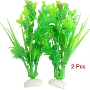   Green Grass Fuchsia Flower Plastic Plants for Fish Tank