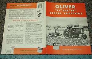 OLIVER Brochure Row Crop Tractor 77 88 1950 NICE  