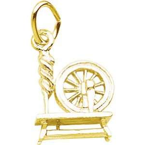  Rembrandt Charms Spinning Wheel Charm, Gold Plated Silver 