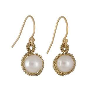  DANIELLE WELMOND  Woven White Pearl Drop Earring Jewelry