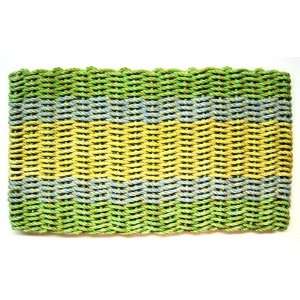 Maine Float Rope Co. Doormat Green with Blue & Yellow Stripes   Muted 