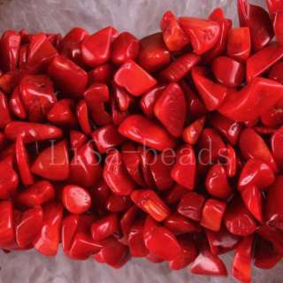 Natural Red Sea Coral Weave Chip Bracelet 7L LH047  