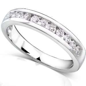   TW Round Diamond Channel Ring in 14k White Gold   Size 5 Diamond Me