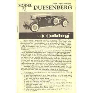  Model SJ Duesenberg Dual Cowl Phaeton Hubley Books