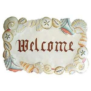  Nautical Seashells Welcome Sign in Painted Metal