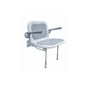 AKW Wall Mounted Fold Up Wide Shower Chair, Padded Seat & Back w/Arms 