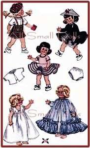 Vintage Doll Clothing Pattern for 8 Dolls ~ No. 1  