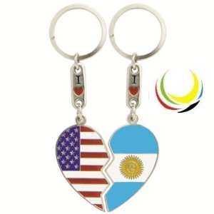 Keychain USA & ARGENTINA HEART 