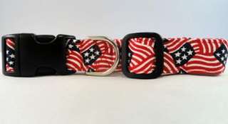 Patriotic Waving Flag Red White and Blue Dog Collar  