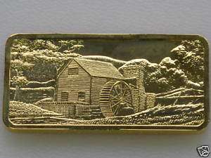 SPRING MILL GOLD PLATED SILVER ART BAR T8112  