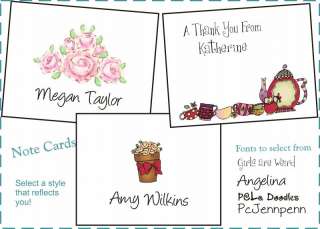 Personalized NOTE CARDS WHIMSY FLORAL STATIONERY  