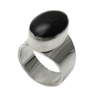 Sterling Silver Oval Black Onyx Ring A8421 SIZE 6  