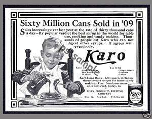 KARO SYRUP   Vintage Ad   Fridge Magnet  