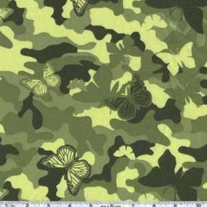   Butterflies Camouflage Green Fabric By The Yard Arts, Crafts & Sewing