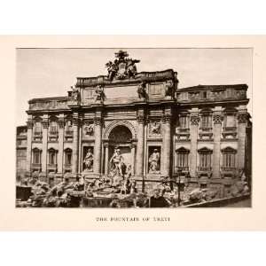  1905 Halftone Print Trevi Fountain Rome Italy Architecture 