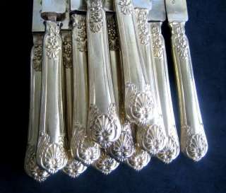 Antique French Gilded Sterling Silver Dessert Set 25/PS  