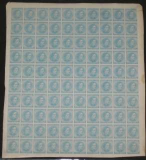 CONFEDERATE STATES #6 5¢ light blue, Complete sheet of 100, og, NH 