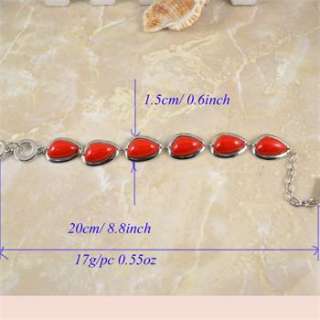 Retro Elegant Tibet Silver Exotic Red Turquoise Necklace Bracelet 