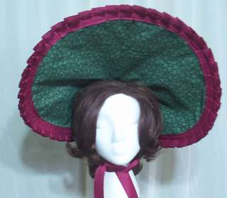 fabulous new bonnet. It is a lovely green flowered cotton fabric poke 
