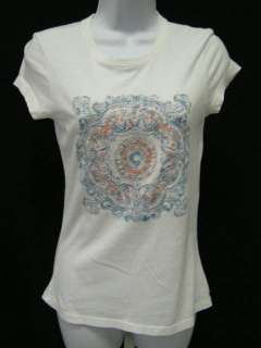 TWISTED HEART White Cotton T Shirt Embellished Top S  