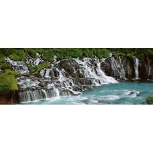 Waterfall in a Forest, Hraunfoss Waterfall, Iceland Photographic 