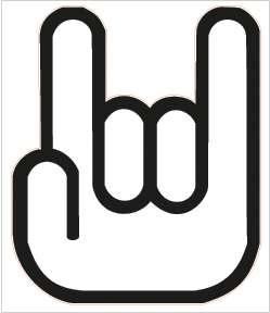 Rock Hand Symbol Logo Vinyl Decal Sticker Laminated   3.25 x 3.75 