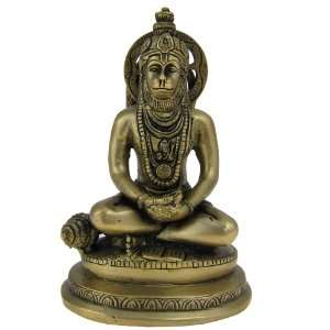  Hindu God Hanuman Brass Sculpture in Sitting Posture