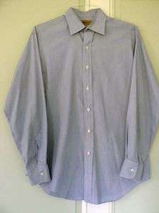 Paul Stuart   Made in USA   Thin Blue Strip Dress Shirt   15.5 34 