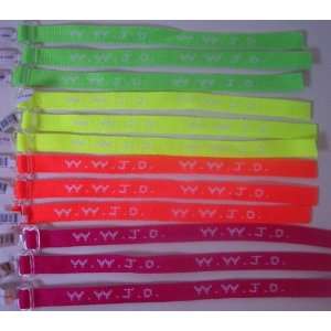  5 dozen Flourescent W.W.J.D. Wrist bands Assorted Neon 